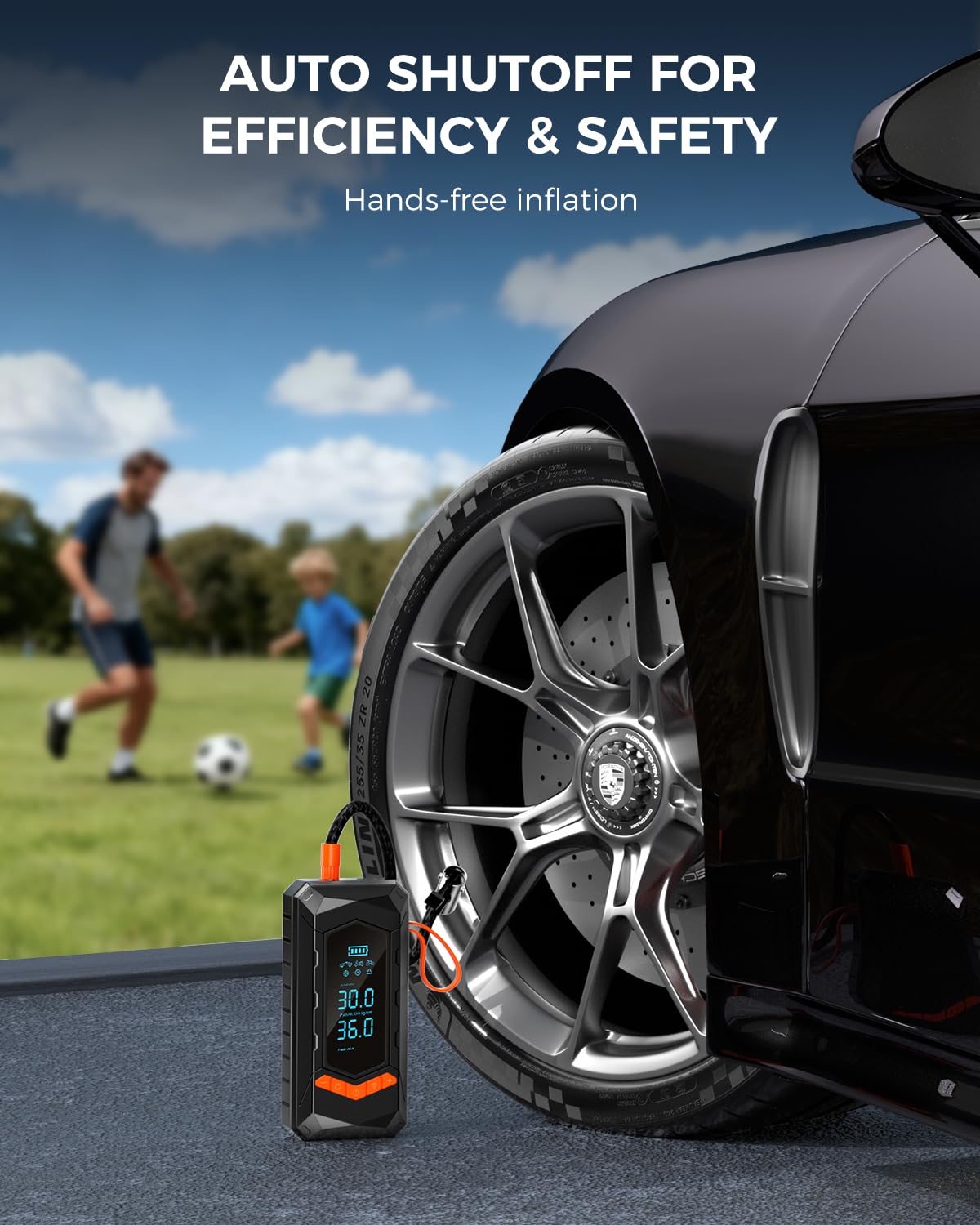 Tire Inflator Portable Air Compressor 160 PSI 25000mAh Cordless Air Pump for Car Tires with Digital Pressure Gauge — view 4