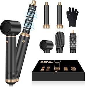 5 In 1 Blow Dryer Brush, Upgrade Hair Dryer Brush Air Curler, Detachable Hot Air Brush Curling Iron, Negative Ion Air StylerCurling Wrap, Hair Styling Tools for Drying Curling Straightening