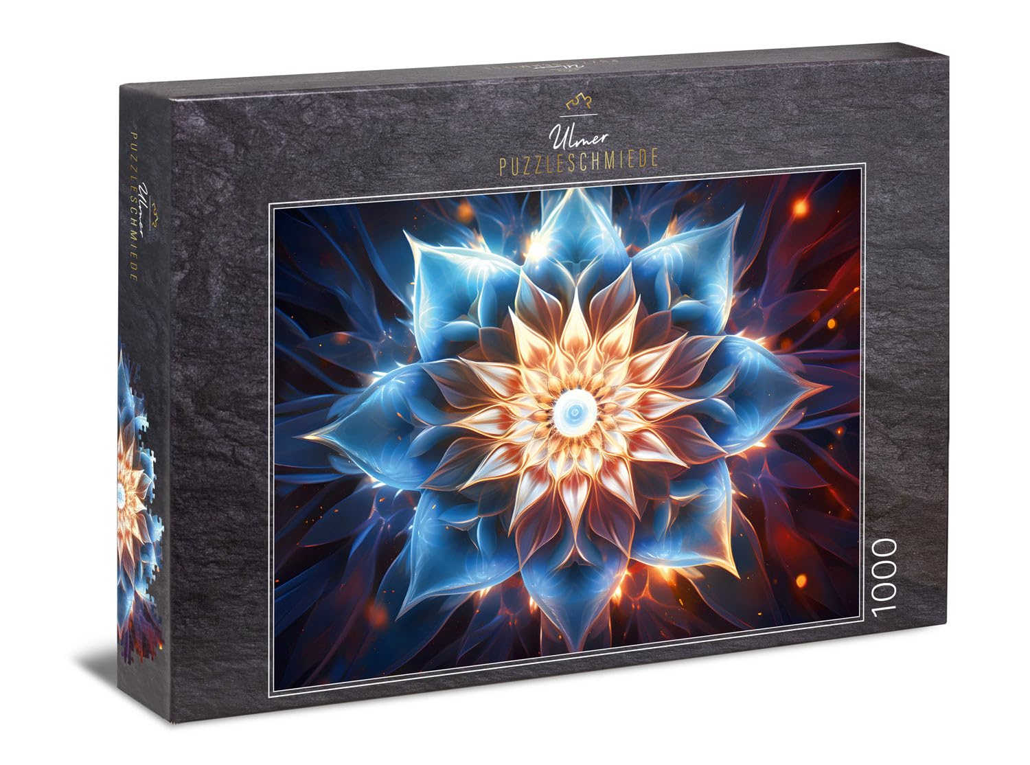 Ulmer Puzzleschmiede - 1000 Piece 'Ice Flower' Mandala Puzzle - Modern Floral Design - Expert Level - 68 x 48 cm - Made in Germany