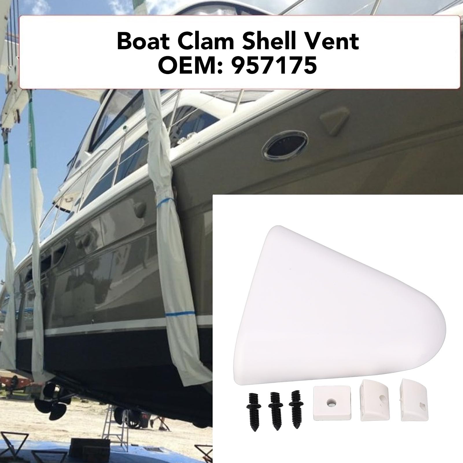 Boat Clam Shell Vent Marine Ventilation Cover Replacement for White Hull Side Vent