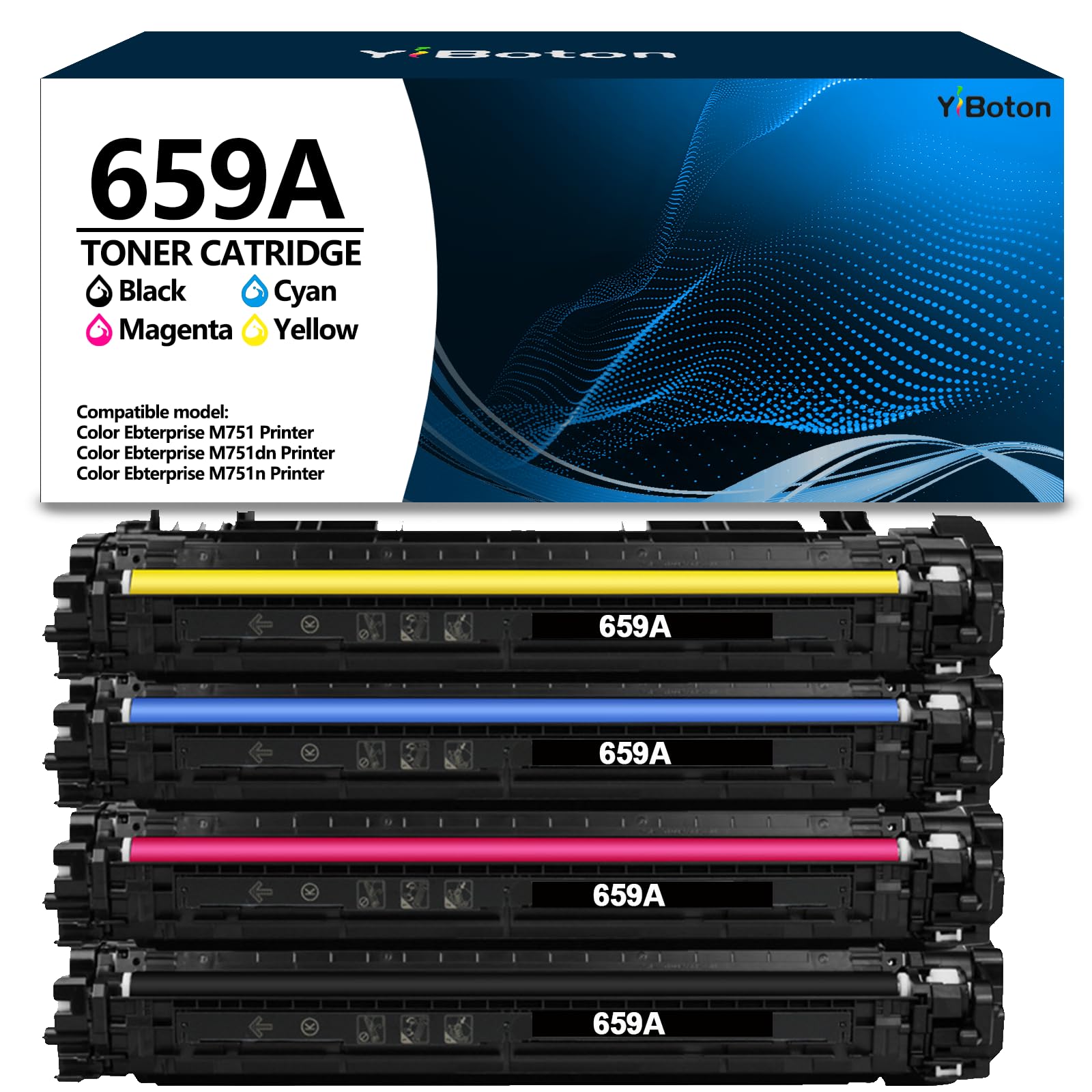 659 659A High Capacity Toner Cartridge W2010A W2011A W2012A W2013A | Replacement for 659A 659X Toner Cartridges Compatible for Color Enterprise MFP M856DN M856X M776 M776DN M776Z M776ZS Printer