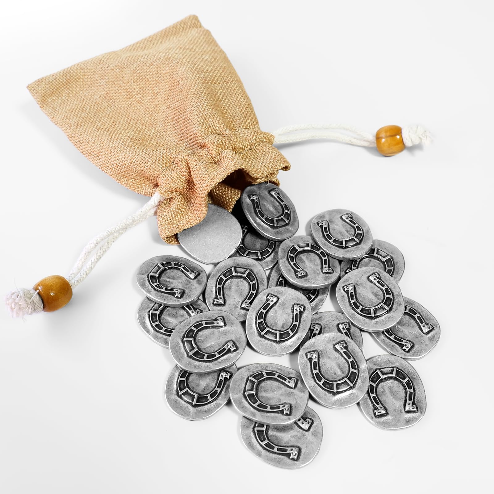 Monedas de herradura de la suerte amuletos de metal de peltre y fichas de póquer para rascar
