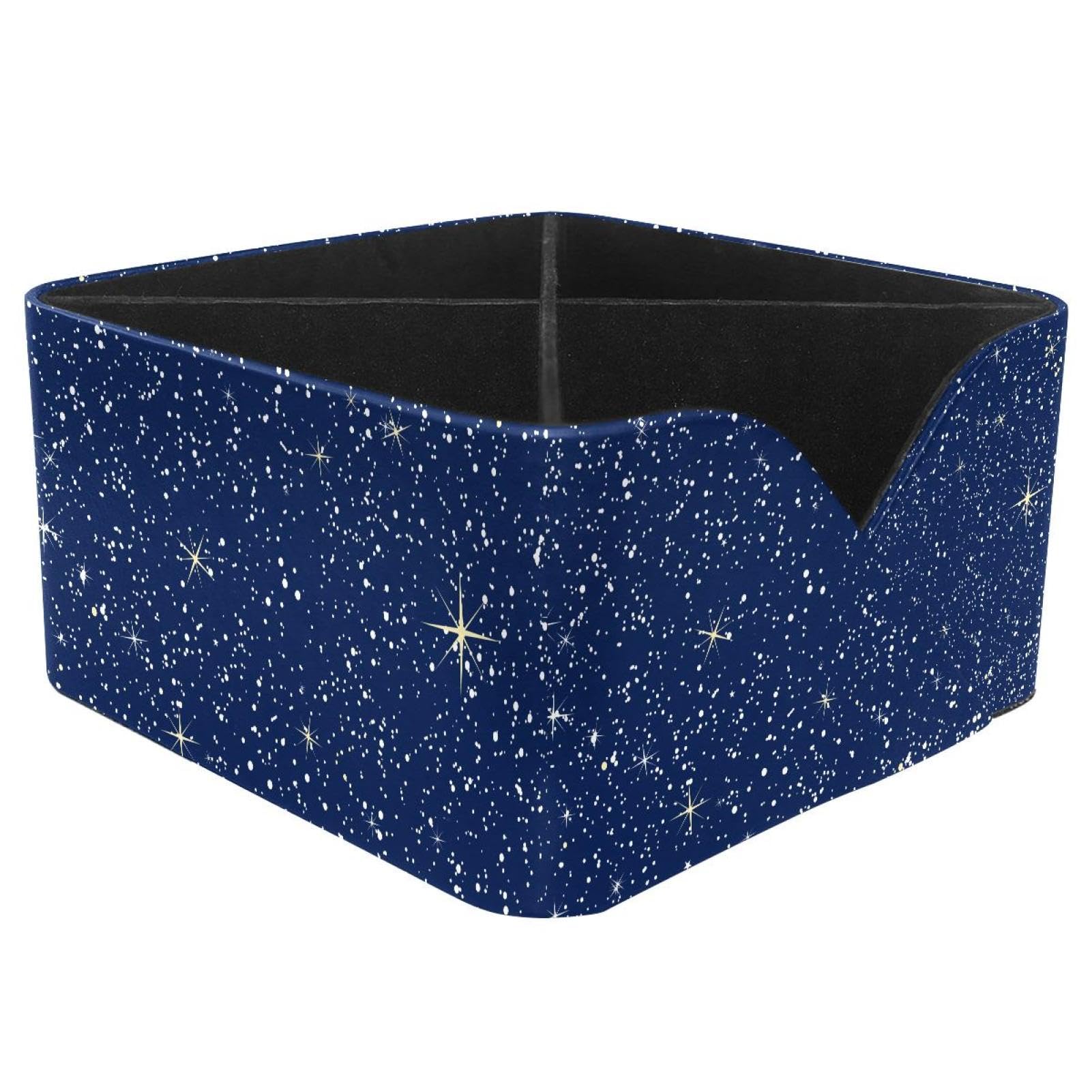KengjuTesu Starry Night Desktop Organizer Pen Holder, Rectangular Pencil Cup for Office, Study and Makeup Stations