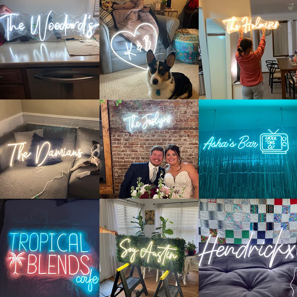Insegne luminose al neon,Scritte al neon a LED personalizzata, Insegna Luminosa da Parete Personalizzabili per la Decorazione Della Parete Della Camera da Letto(1-3 riga di testo, 40-140cm)
