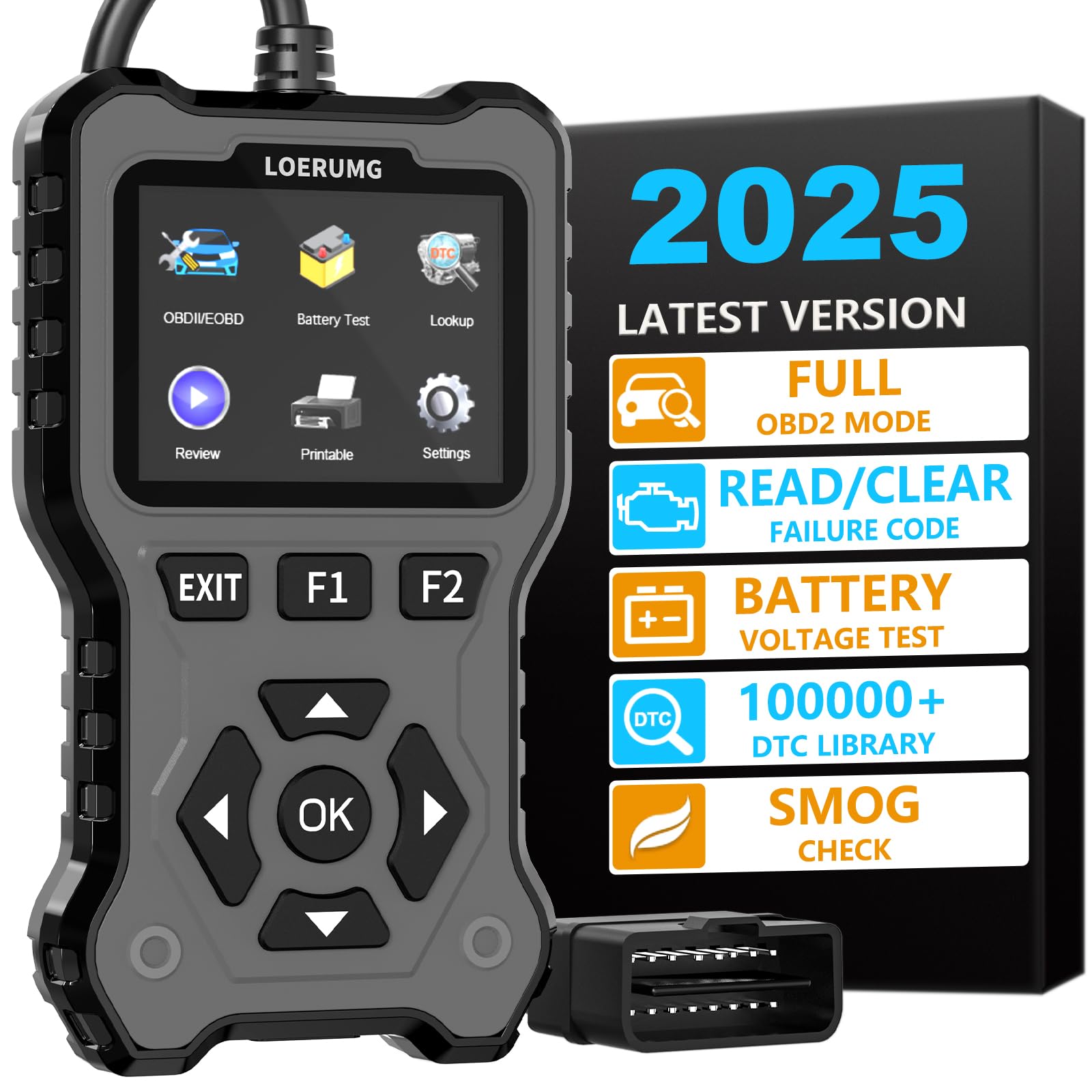 OBD2 Scanner Diagnostic Tool, Enhanced Check Engine Code Reader, Car OBDII Scanner with Fault Code Reset & I/M Readiness Auto Engine Light Diagnostic Scan Tool for Vehicles After 1996 Grey