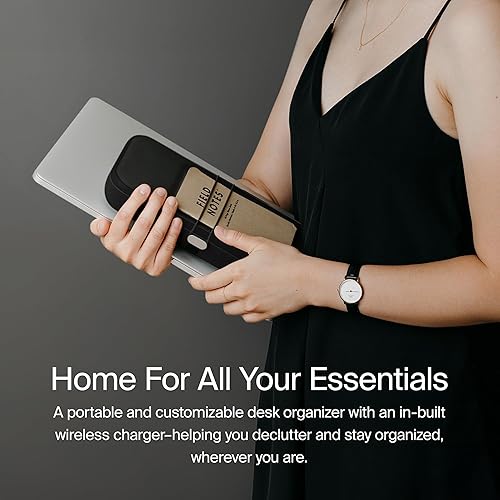 Miniatura 3 de Orbitkey Nest  Estuche organizador de escritorio portátil y personalizable con un cargador inalámbrico integrado  Divisores móviles  Negro