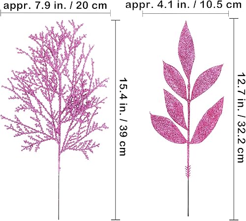 Miniatura 3 de Winlyn 30 piezas de hojas artificiales de Navidad en aerosol, púas de cedro, adornos dorados para árbol de Navidad, tallos florales para coronas de