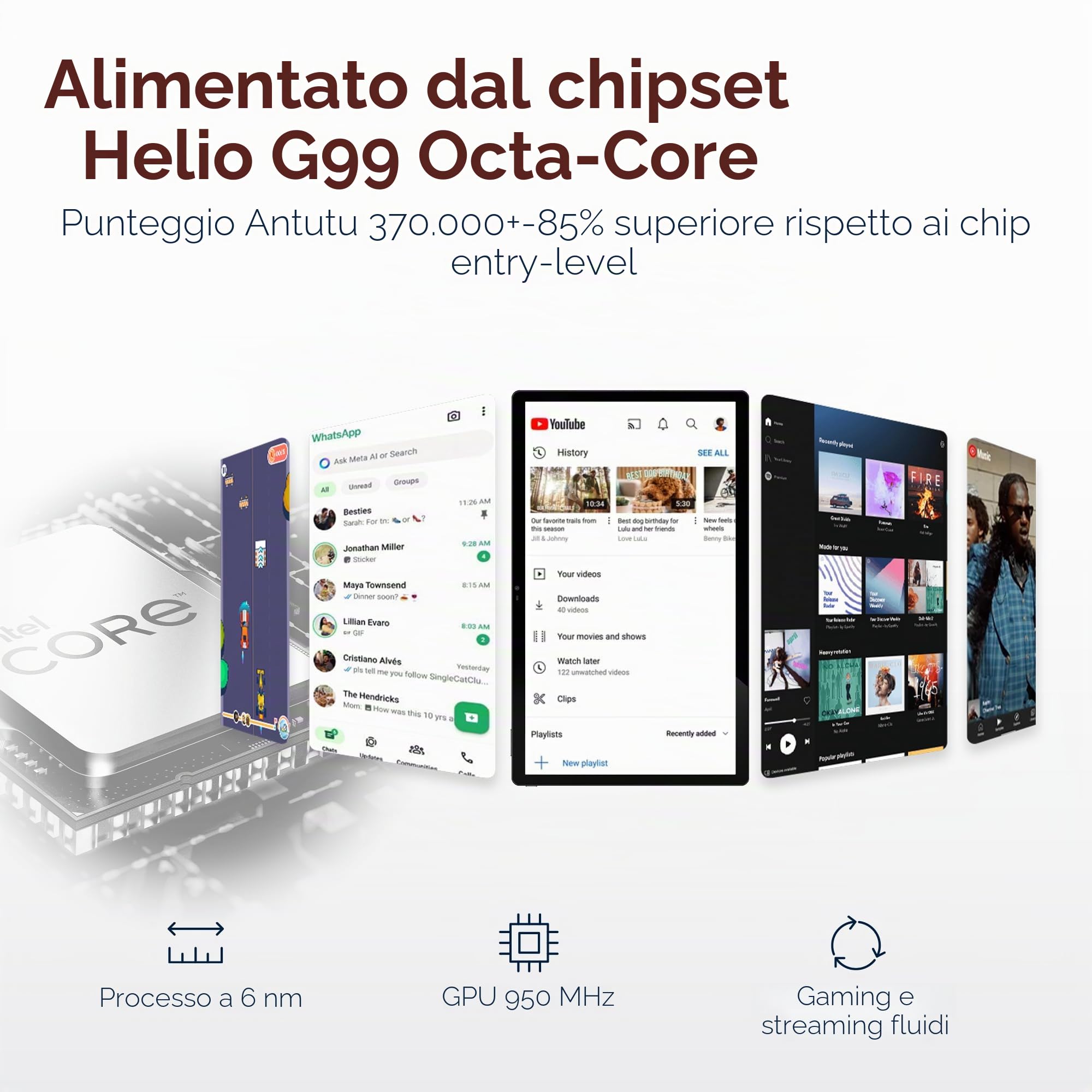 Helio G99 Octa-Core 15,6", tablet grande con caricabatterie rapido da 30 W, RAM 8 GB + 256 GB ROM (1 TB TF), 12000 mAh, WiFi, fotocamera da 32 MP