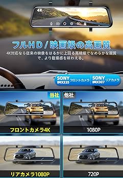 ミラー型後方前方ドライブレコーダー　ドラレコ Amazon.co.jp: EUKI ドライブレコーダー ミラー型 ドラレコ 【前