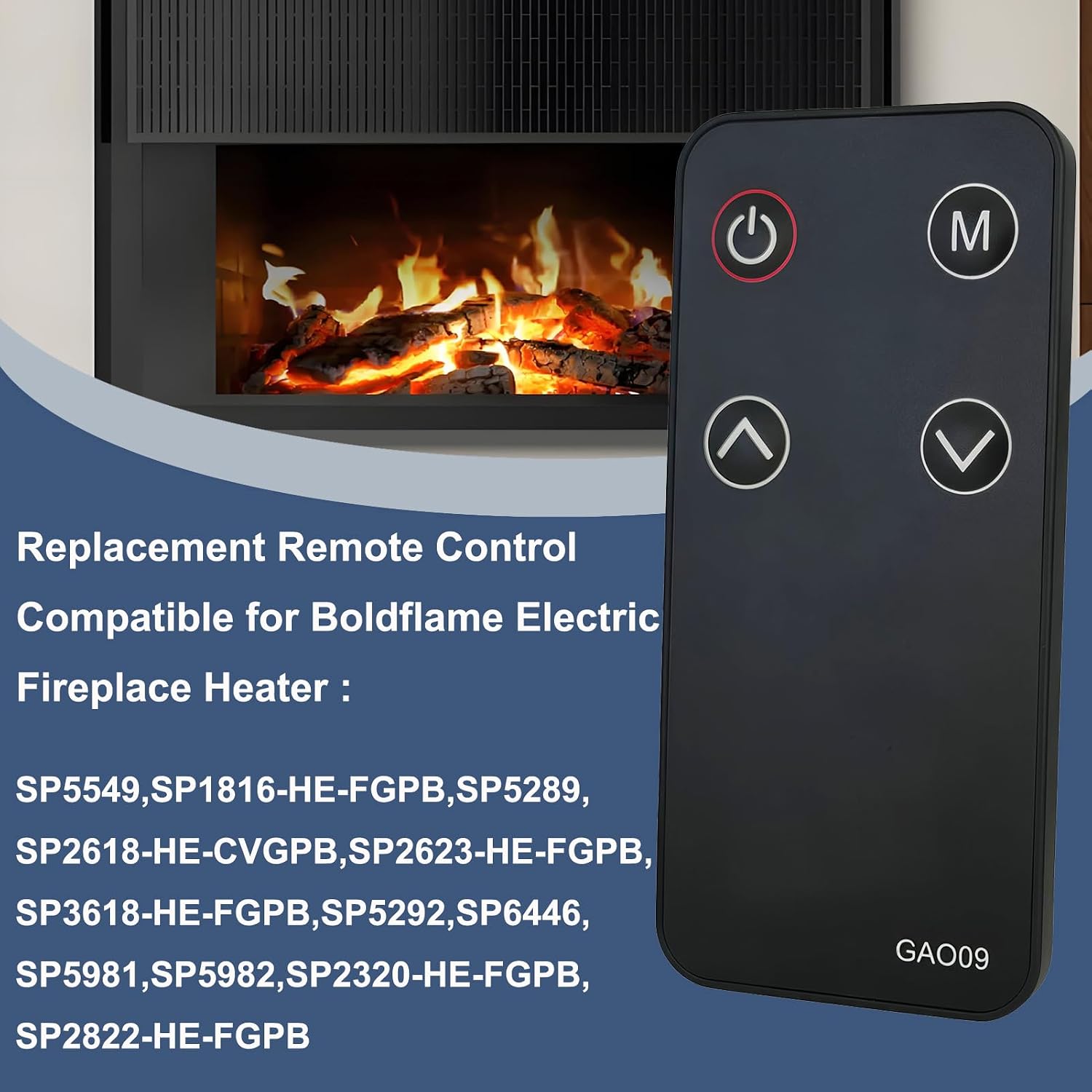 Replacement Remote Control for Boldflame Electric Fireplace Heater SP5549,SP1816-HE-FGPB,SP5289,SP2618-HE-CVGPB,SP2623-HE-FGPB,SP3618-HE-FGPB,SP5292,SP6446,SP5981,SP5982,SP2320-HE-FGPB,SP2822-HE-FGPB