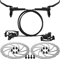 TOBWOLF Hydraulic MTB Disc Brake Kit with 160mm Rotors, 81cm Front & 147cm Rear Hoses - Aluminum 4-Piston Calipers for Mountain E-Bike Fat Road Bikes