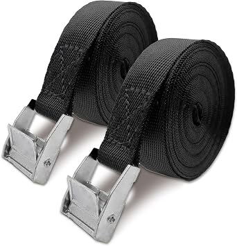 2Pack 1inch20ft Tie Down Straps with Cam Buckle, Heavy Duty Lashing Secure Strap, Cinch Strap with Adjustable Buckle for Goods, Outdoor, Securing, Luggage, Bicycles, Roof Rack