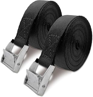 WEBSUKA 2Pack 1inch×20ft Tie Down Straps with Cam Buckle, Heavy Duty Lashing Secure Strap, Cinch Strap with Adjustable Buckle for Goods, Outdoor, Securing, Luggage, Bicycles, Roof Rack
