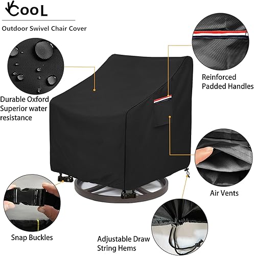 Miniatura 3 de Okcool Paquete de 2 fundas para sillas giratorias para exteriores, fundas para sillas de patio y muebles de exterior, impermeables, (27.5 pulgadas