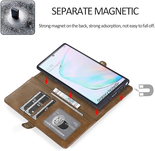 Miniatura 6 de Asuwish Funda de teléfono para Samsung Galaxy Note 10 Plus Glaxay Note10+ 5G Wallet Funda desmontable con protector de pantalla y tarjetero Flip
