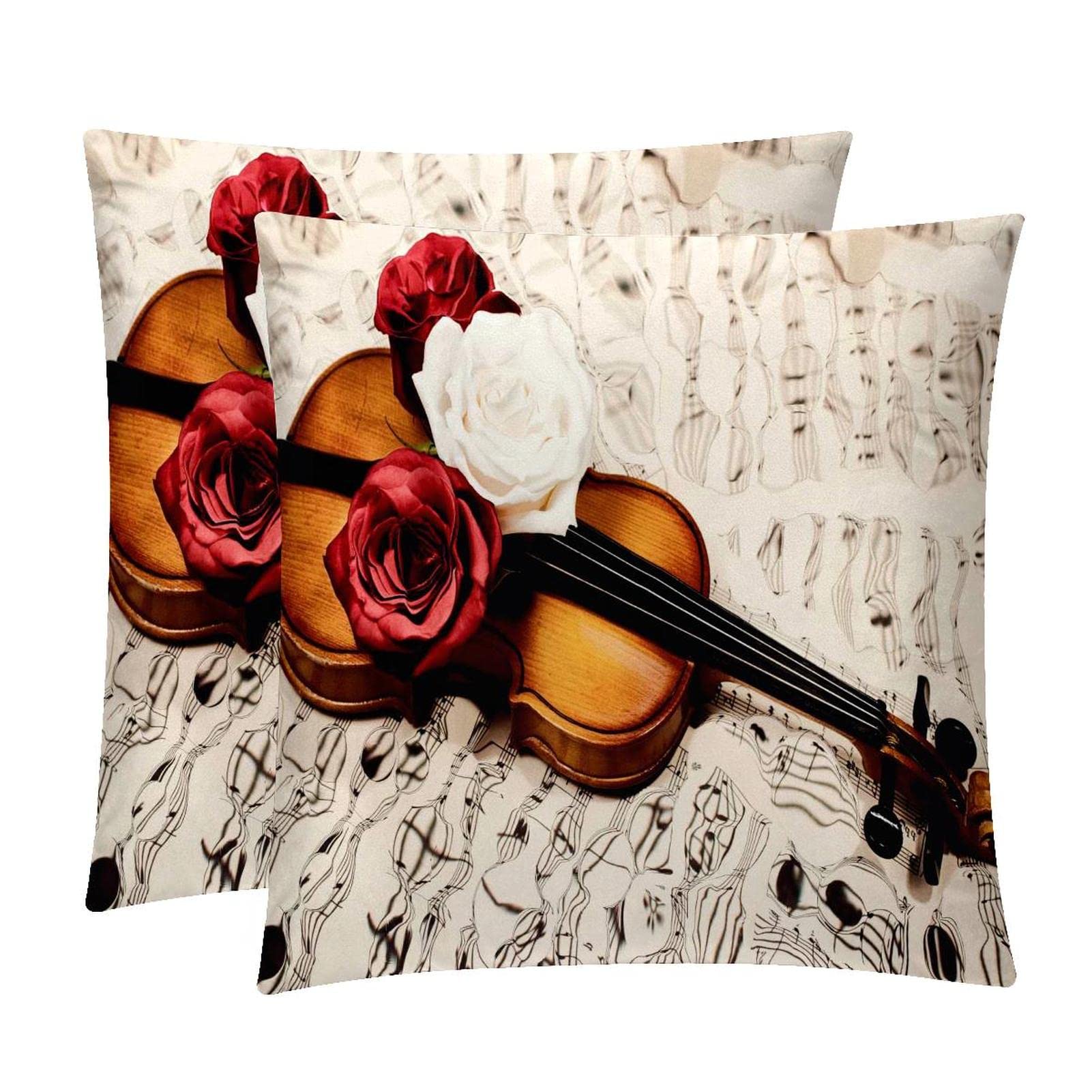 Housses de coussin lombaire pour soulager le dos avec décor artistique violon rose
