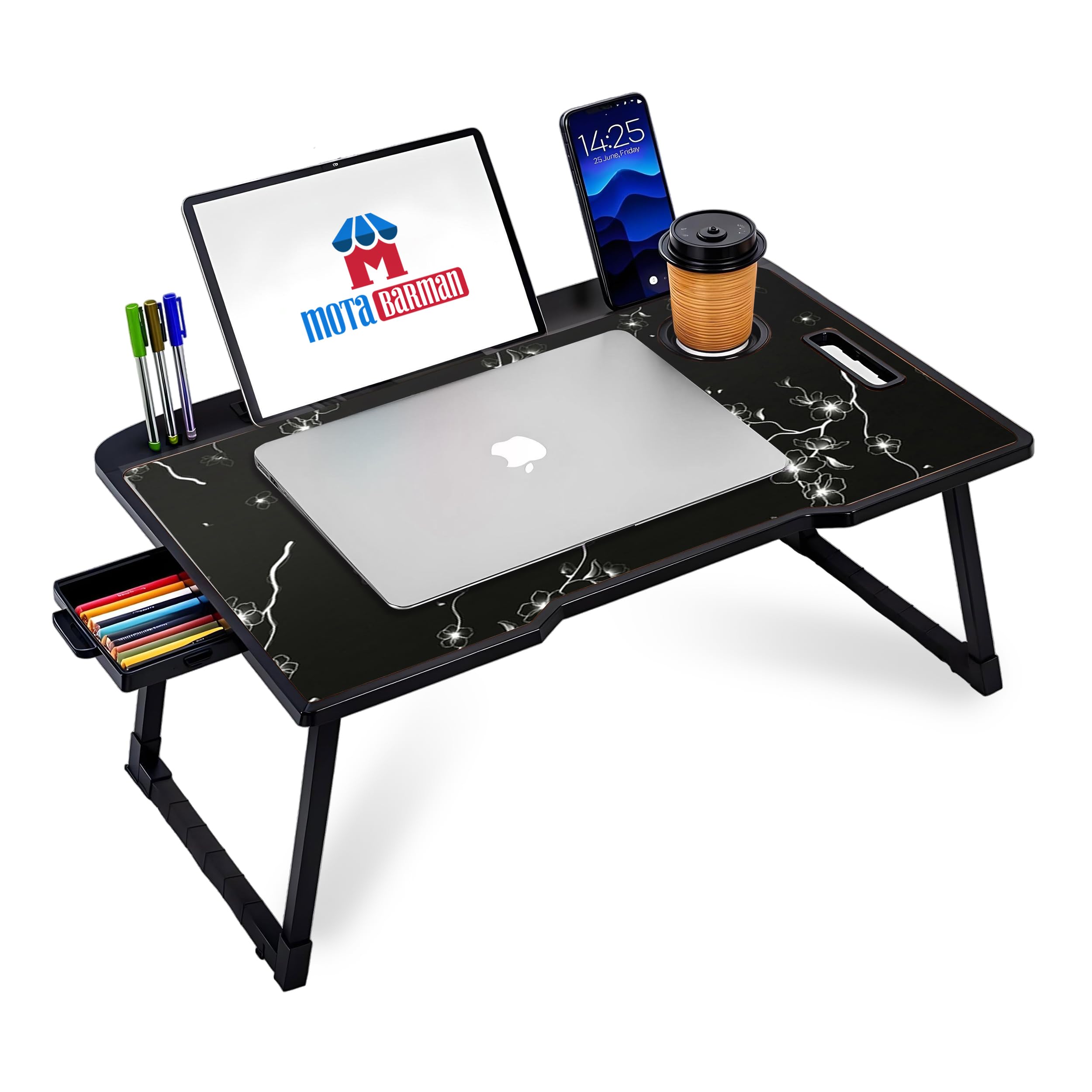 Mota Barman Office Table for Home/Writing Desk for Office/Folding Table for School/Folding Study Table/Work from Home Multipurpose Table (Flower Cotted)