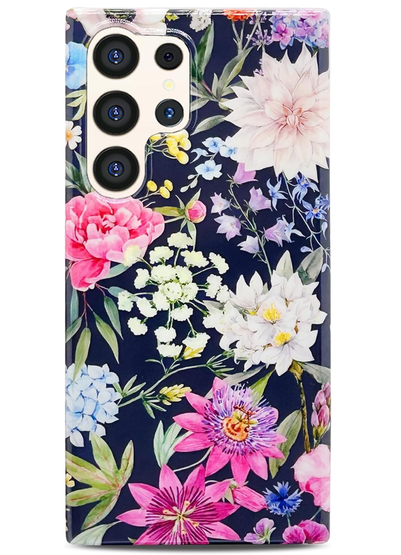 J.westCompatible with Galaxy S22 Ultra Case 6.8", Shockproof Protective TPU Bumper Garden Floral Women Secret Flower Prints Phone Cover Slim Fashion Designs Protective Case for Girls