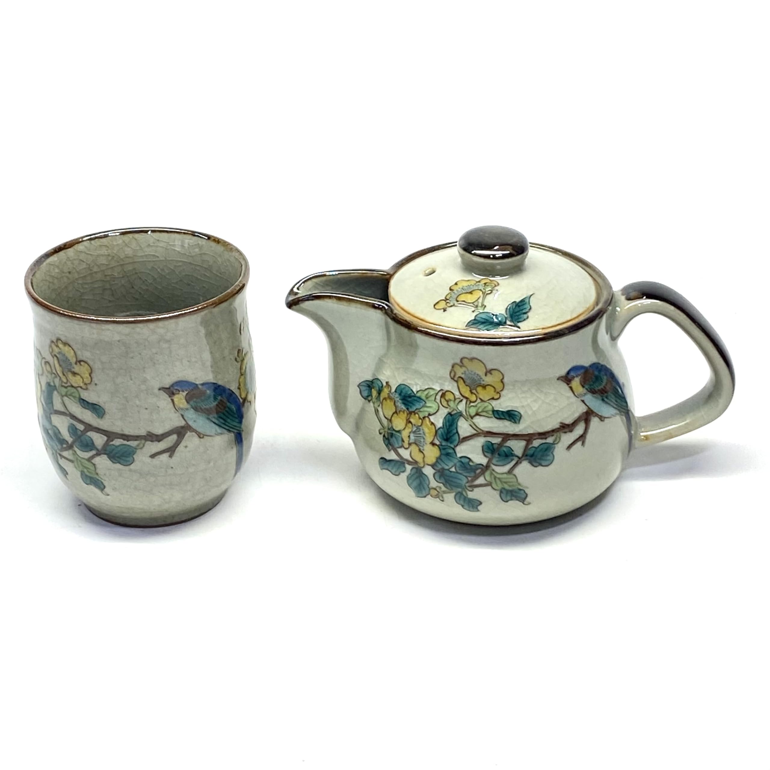 Amazon.co.jp: 百華園 九谷【急須ポット2点セット】小 金糸梅に鳥【裏