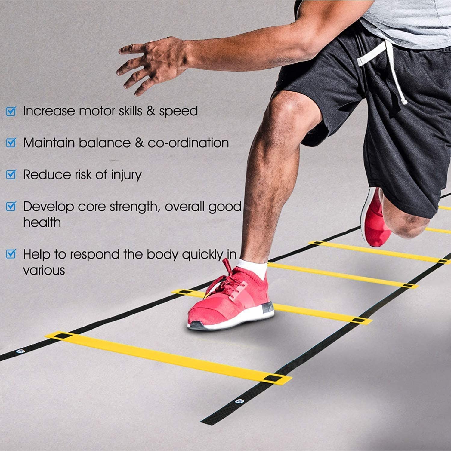Leosportz MMA Boxing Reflex Ball -Improve Reaction Speed and Hand Eye Coordination Training Boxing Equipment for Training at Home, Boxing Gear (Reflex Ball with Agility Ladder) 1