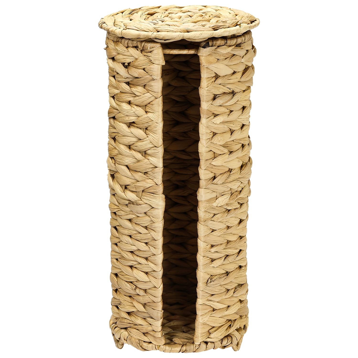 HMF Toilet Paper Storage Braided from Sustainable Water Hyacinth, Toilet Paper Holder, Standing, 3 Toilet Rolls, 37 x 17 cm