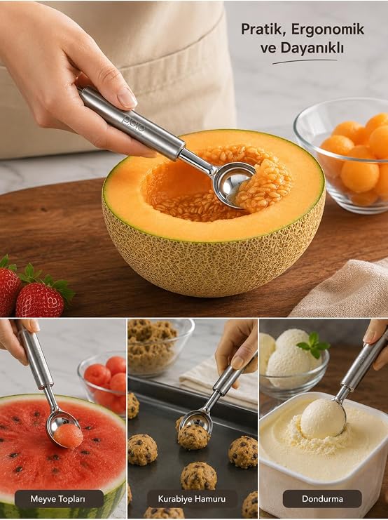 Paslanmaz Çelik Dondurma Kaşığı, 1 Adet, 22 cm