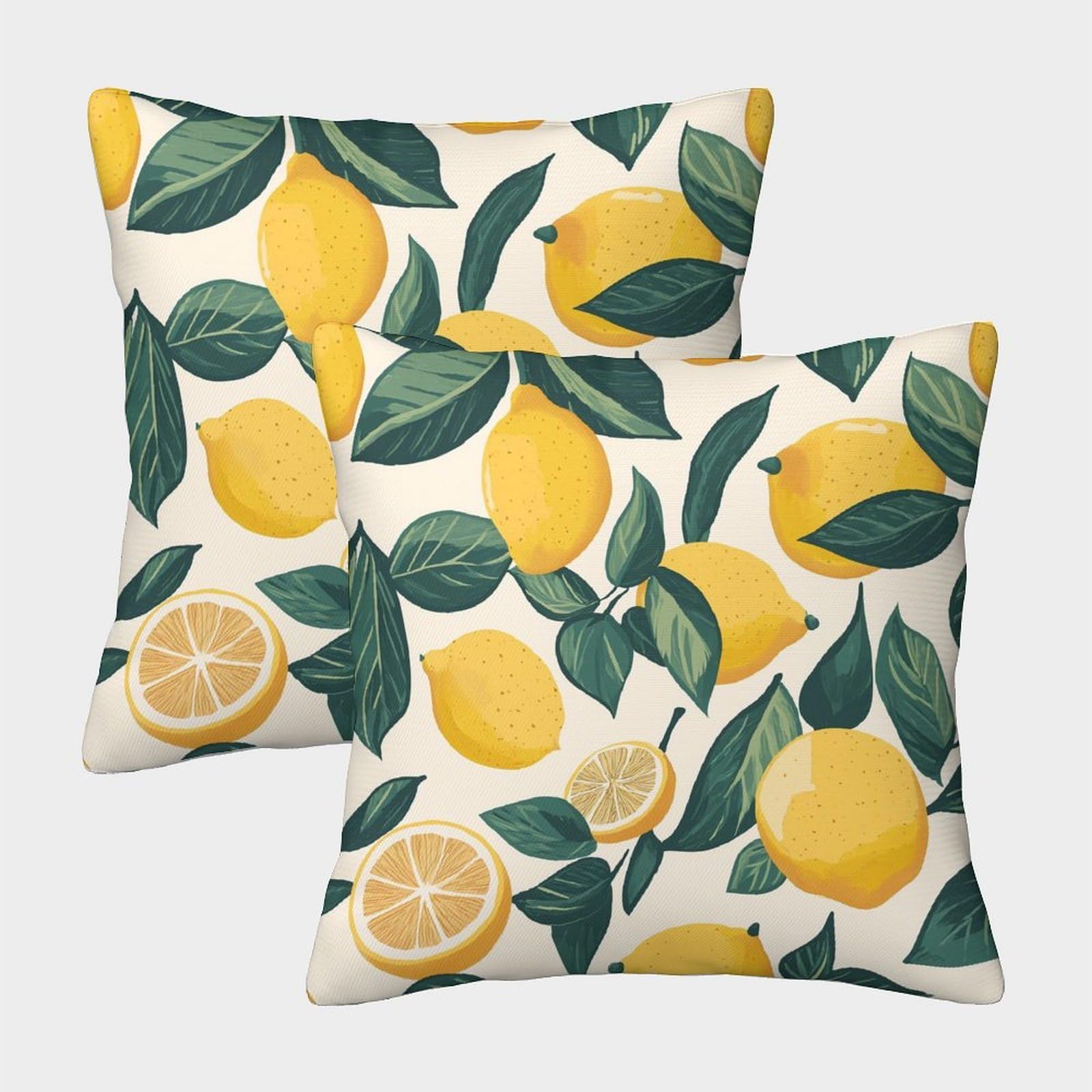 kaiyun 2 Pack Lemon, Fruit 3D Cushion Cover Pillow Cover Sofa Outdoor Decoration Square 50x50cm