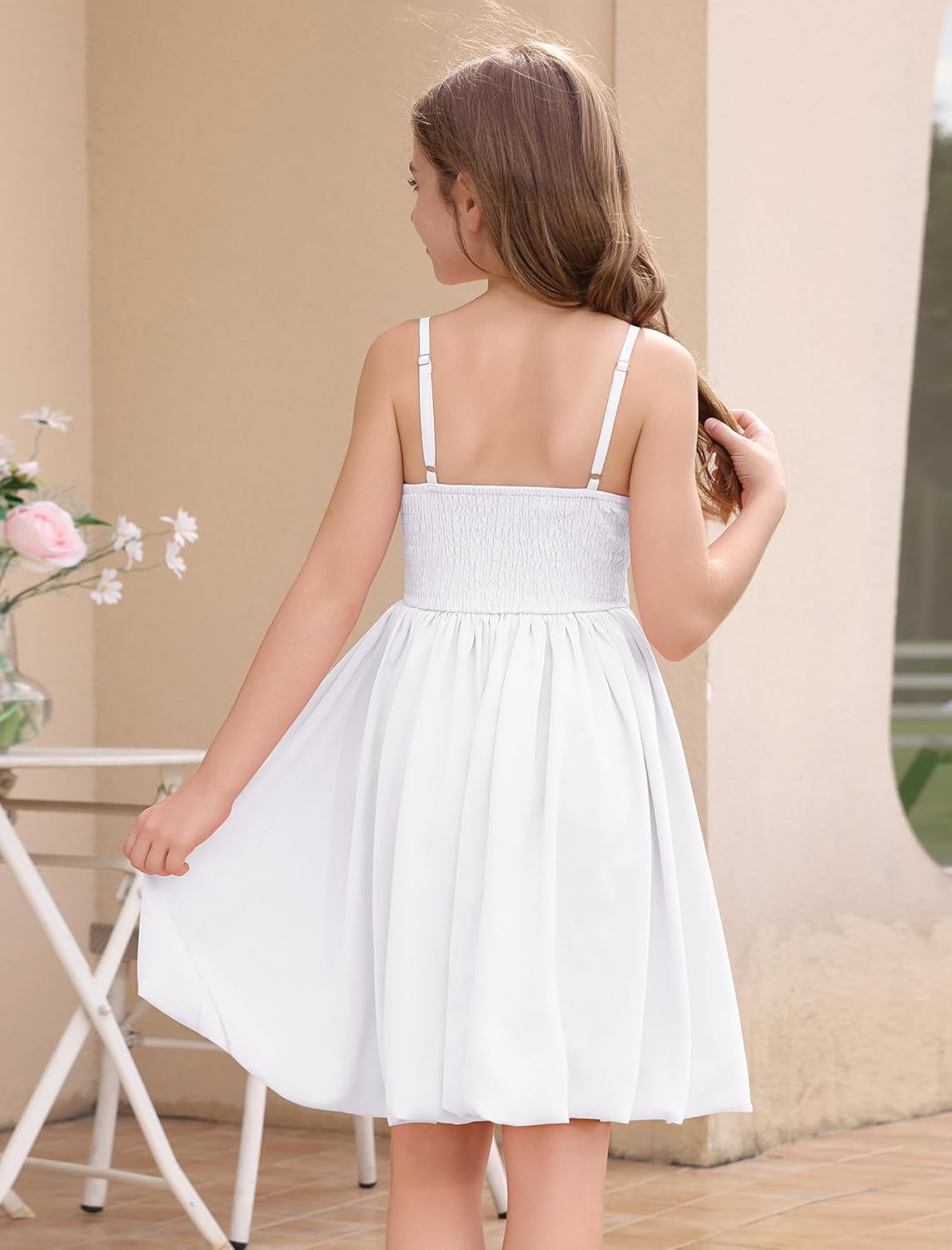 IBAKOM Girl Sleeveless Formal Party Dress Ruffle Smocked Flower Bud Skirt Teen Fancy Pageant Homecoming School Prom Dress - Image 2