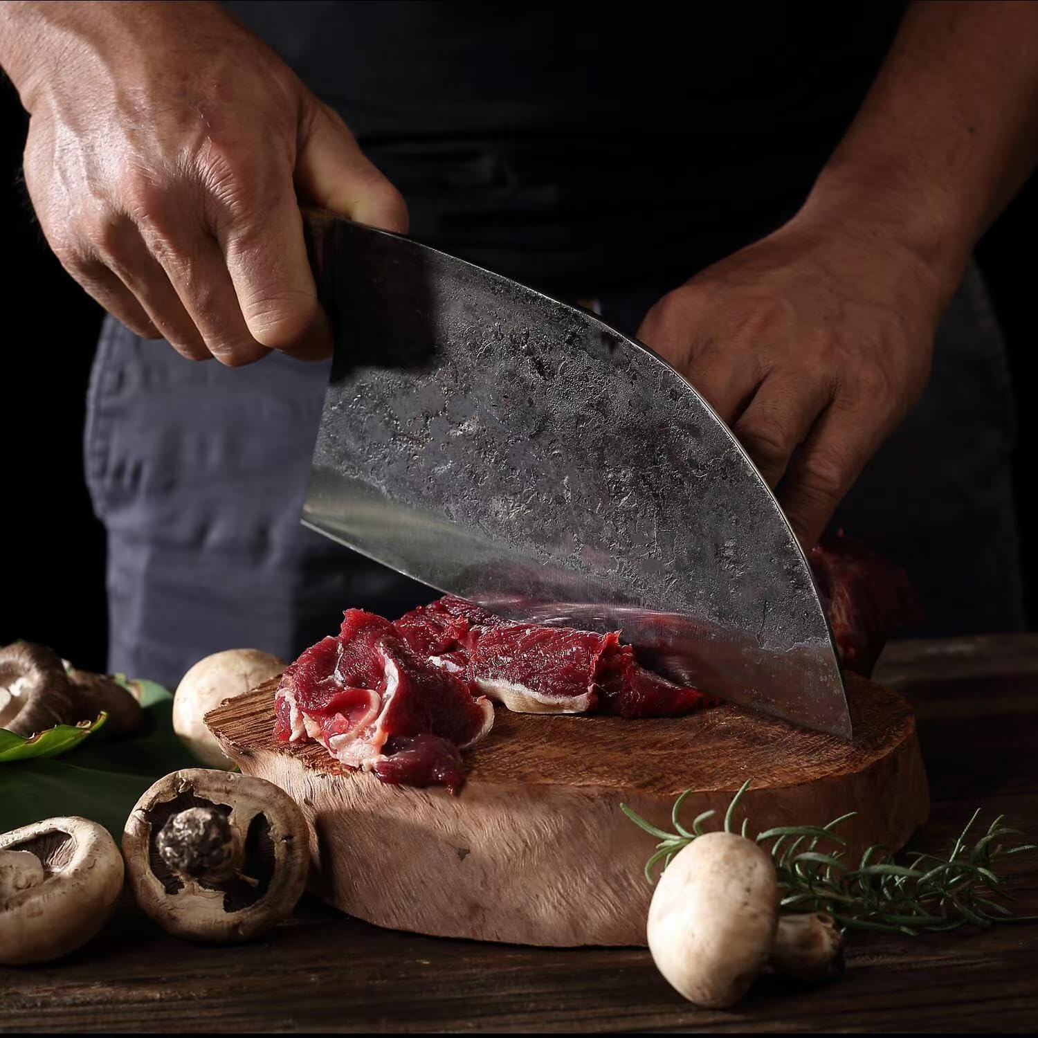 Coltello da chef Coltello da taglio Coltello da cucina serbo forgiato a mano in acciaio al carbonio con fodero in pelle per cucinare all'aperto in campeggio