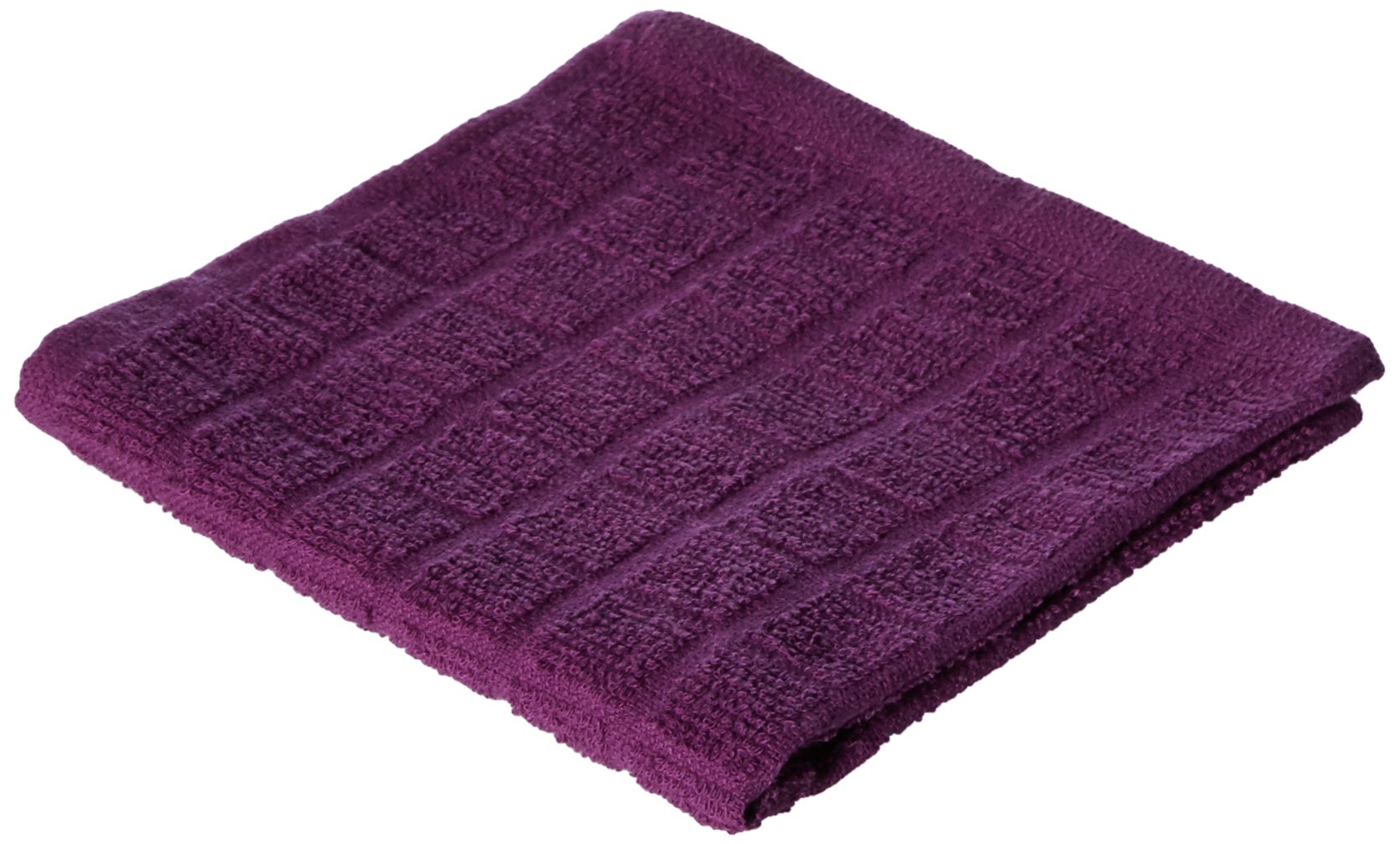 DII Basic Terry Collection Solid Windowpane Dishcloth Set, 12x12, Eggplant, 6 Piece