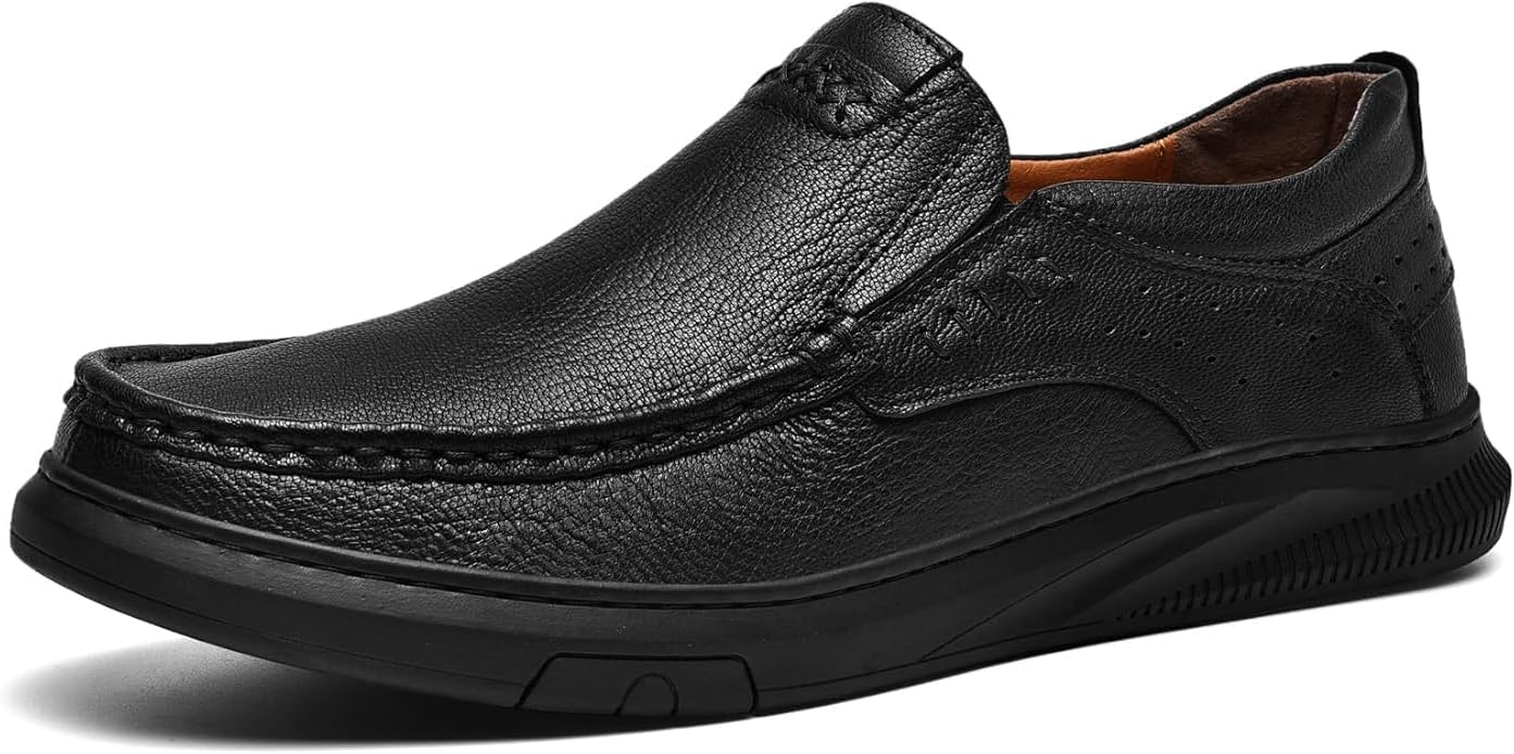 YTINGNICE Men's Handmade Leather Shoes - Casual, Dress, Work & Outdoor Comfortable Shoes for Men, Genuine Leather Slip-Resistant Driving Shoes