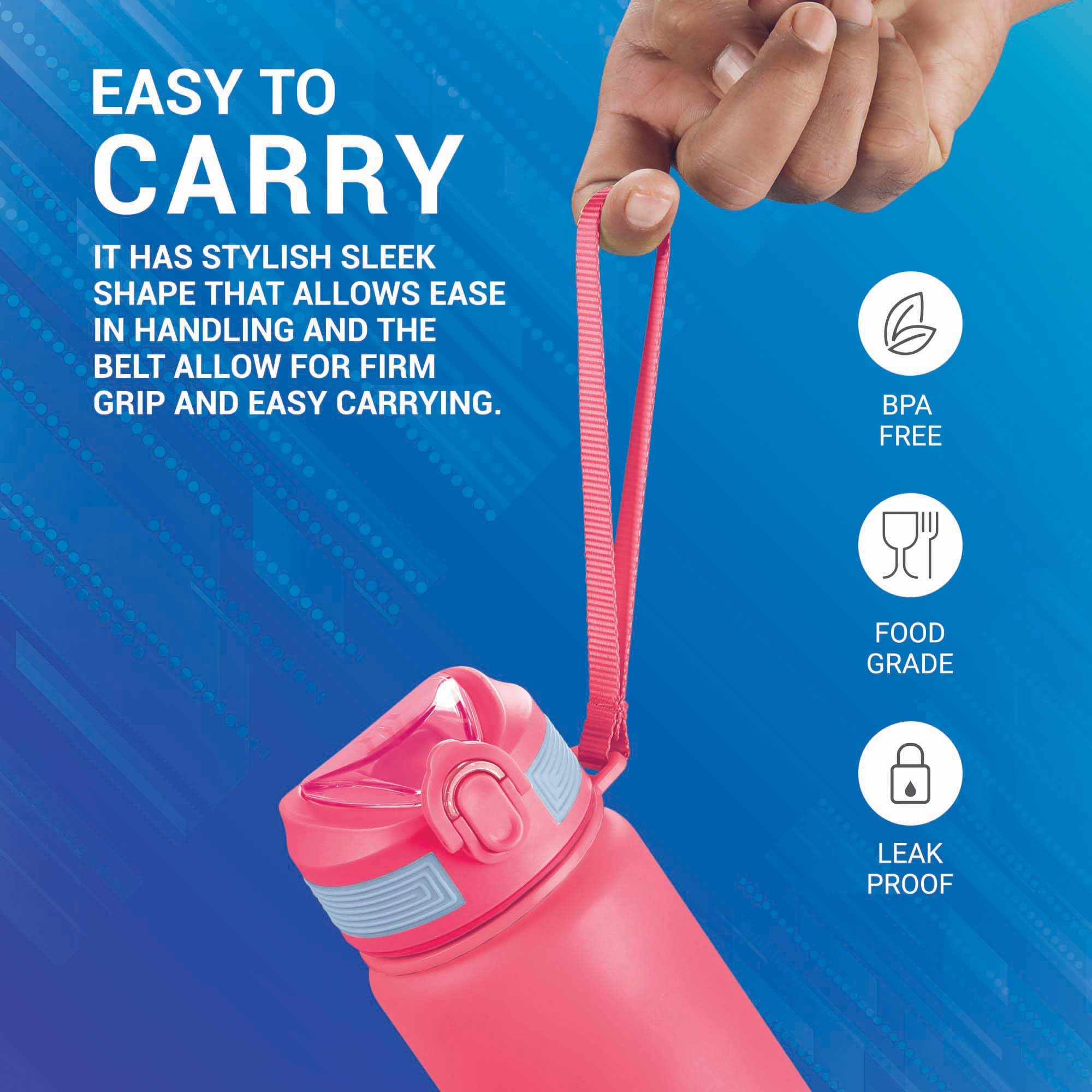 MILTON Gen'Z Motivierende Wasserflasche aus Kunststoff, 1000 ml (Stay Strong), Trinkflasche für Erwachsene, Kinder, unzerbrechliche Wasserflasche mit Kapazitätsmarkierung, Büro, Schule, Zuhause, Rot