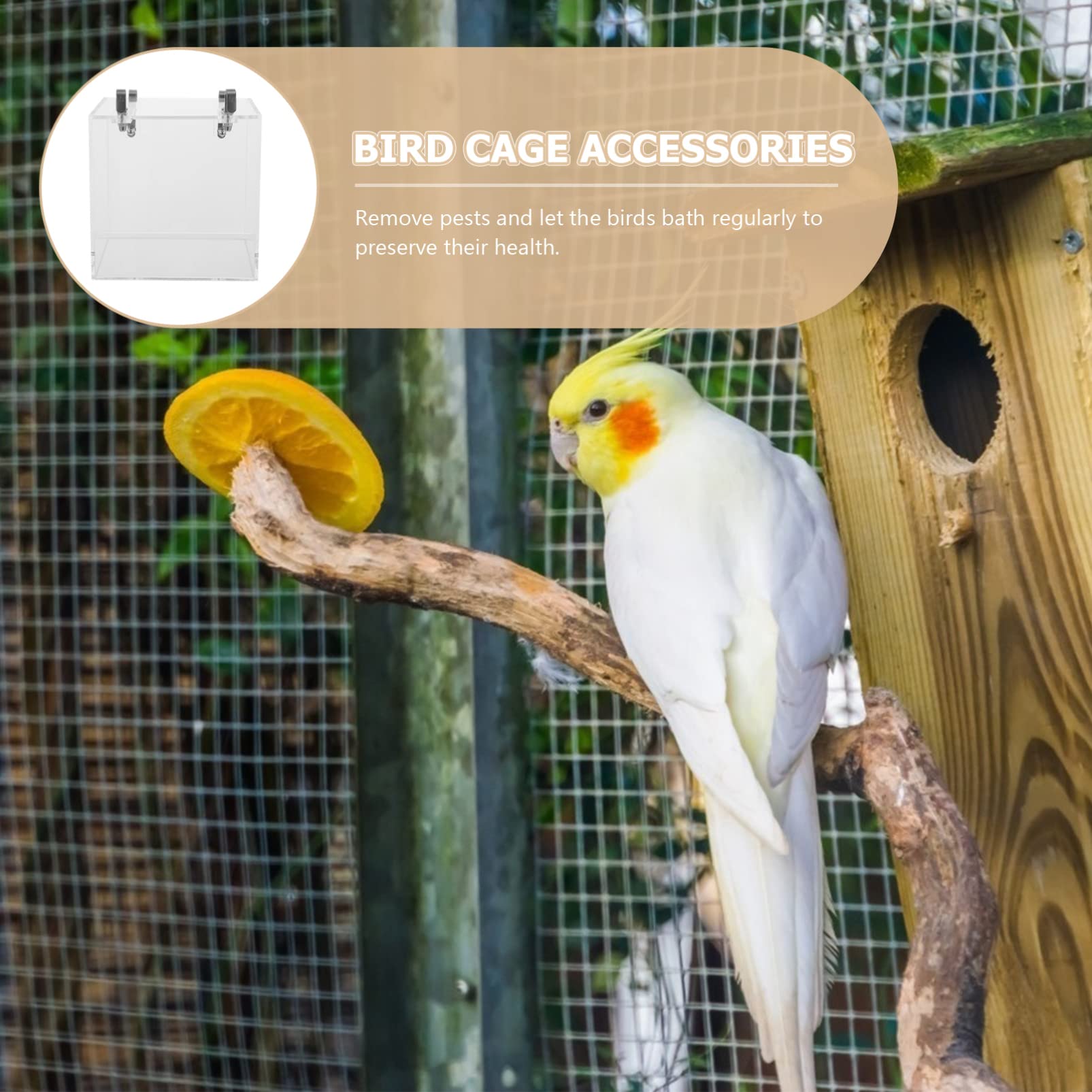 ULTECHNOVO Vogelbad Acryl Vogelbadebecken Duschbox Transparent Kompakt für Kleine Papageien und Finken Haustierbedarf Vogelkäfigzubehör