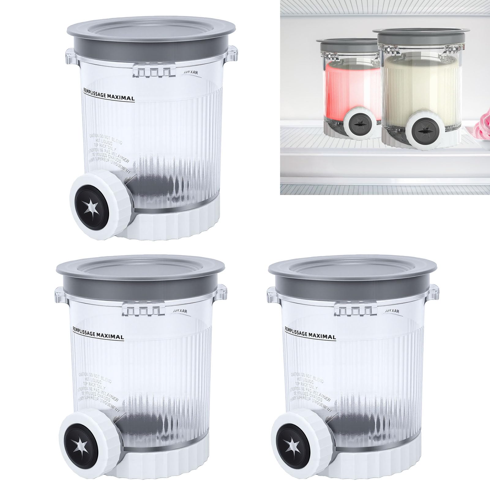 Contenitori per Gelato, 4 Pezzi Gelatiere Pinte e Coperchi Congelatore Ermetico Tazze Extra Sicure Sostituzione per NC700 NC701