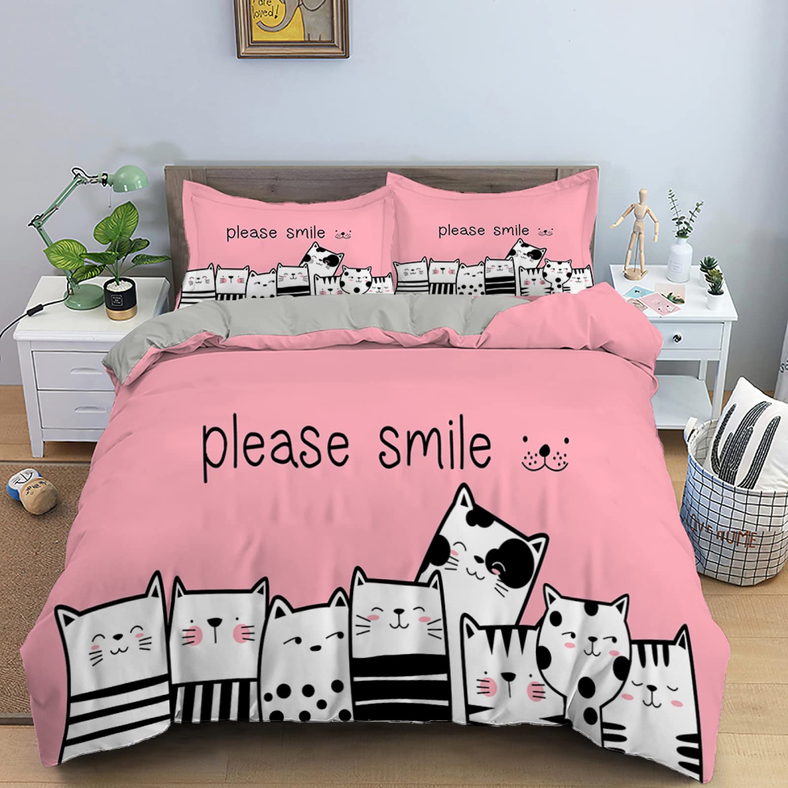 Housse de couette 2 personnes motif chat pour créer un nid douillet et relaxant