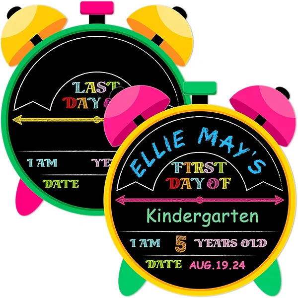 GROWTHMAGIC First & Last Day of School Chalkboard - First Day of School Sign Double Sided 11" X 13" - Reusable Back to School Sign for Kids Boys Girls