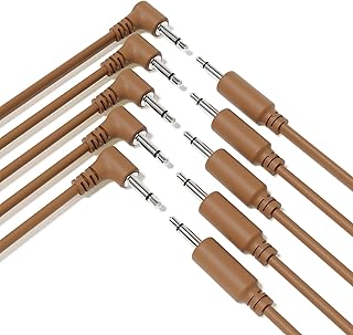 ExcelValley - 5-Pack Cables de Conexión Mono Modulares Híbridos TS 3,5mm 1/8" Eurorack Sintetizador Sintetizador [Marrón - 120cm 47"]