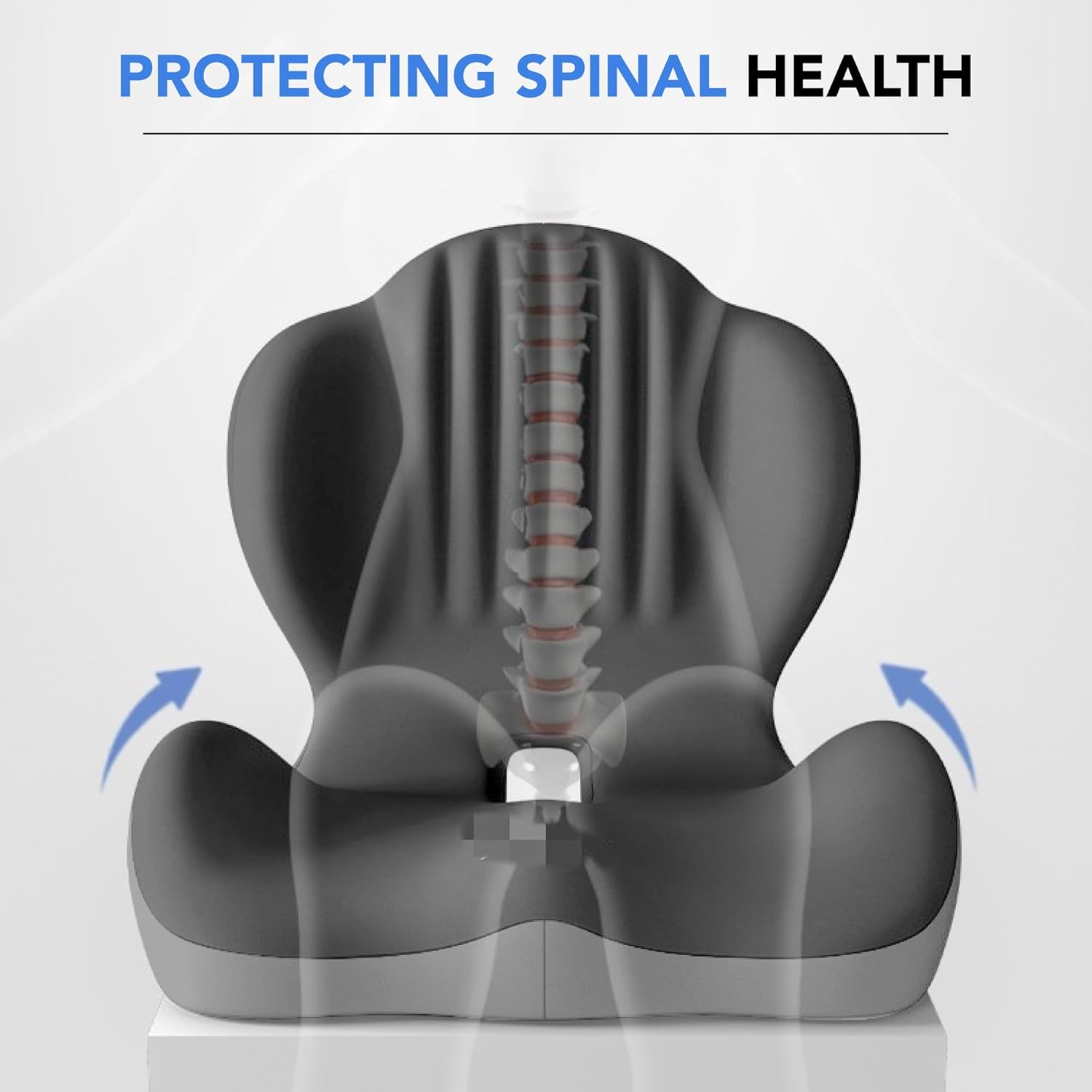 Ergonomic Waist Support and seat Cushion, 2-in-1 Memory Foam pad, Hollow Design for The Coccyx, Suitable for Office Chairs, car Safety Seats and Household use - relieves Lower Back and Hip Pain - Image 4