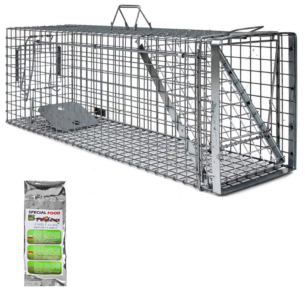 Petigi Animales Humane Trampa Jaula Captura Gato Zorro Castor Mapache 120 x 34 x 42 cm