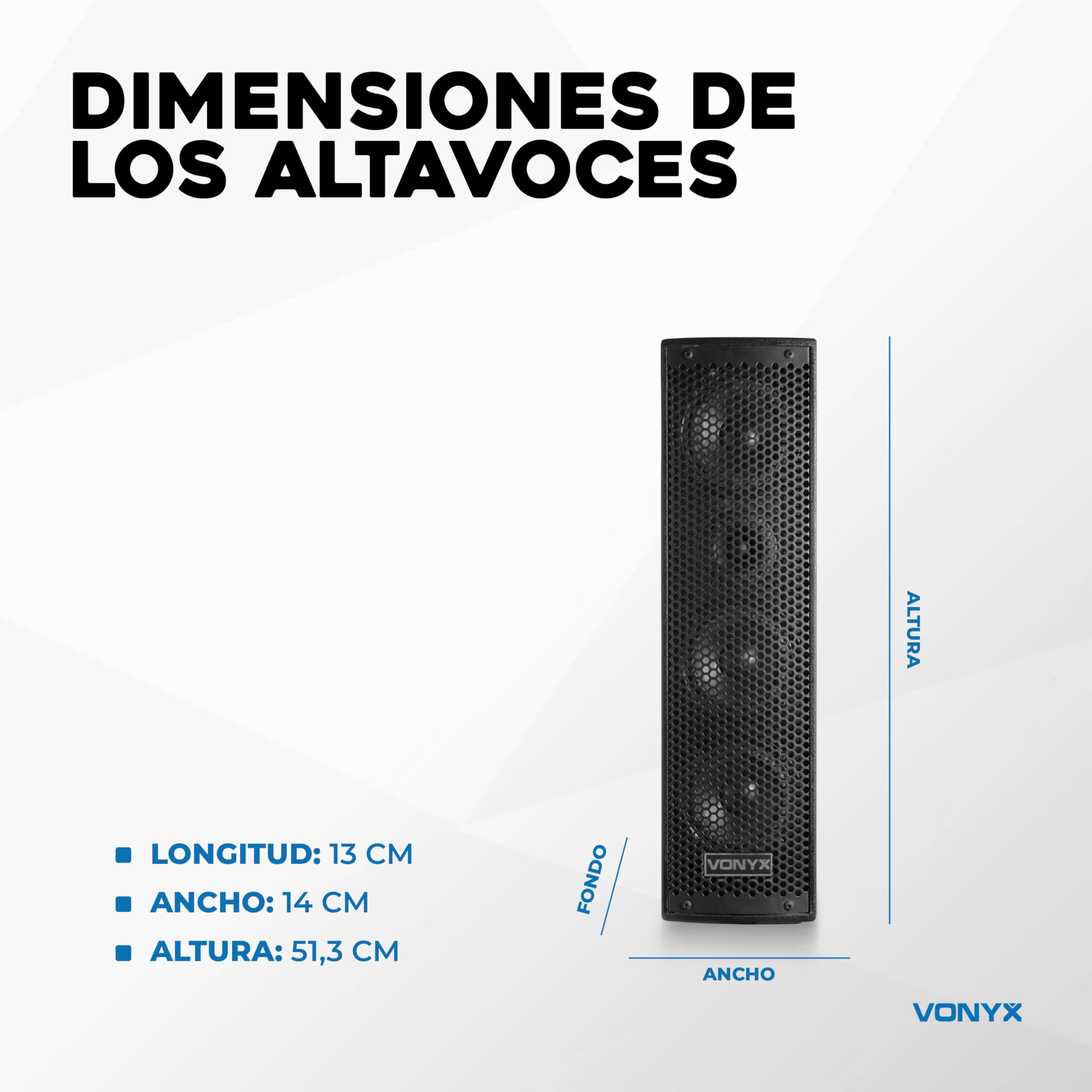 Vonyx VX1050BT – Sistema 2.2 Activo 1150W con Bluetooth, USB, SD, Doble subwoofer 12”, Micro, Trolley, Funda y Soportes, Equipo de Sonido Profesional para Eventos, Fiestas y DJ, Color Negro