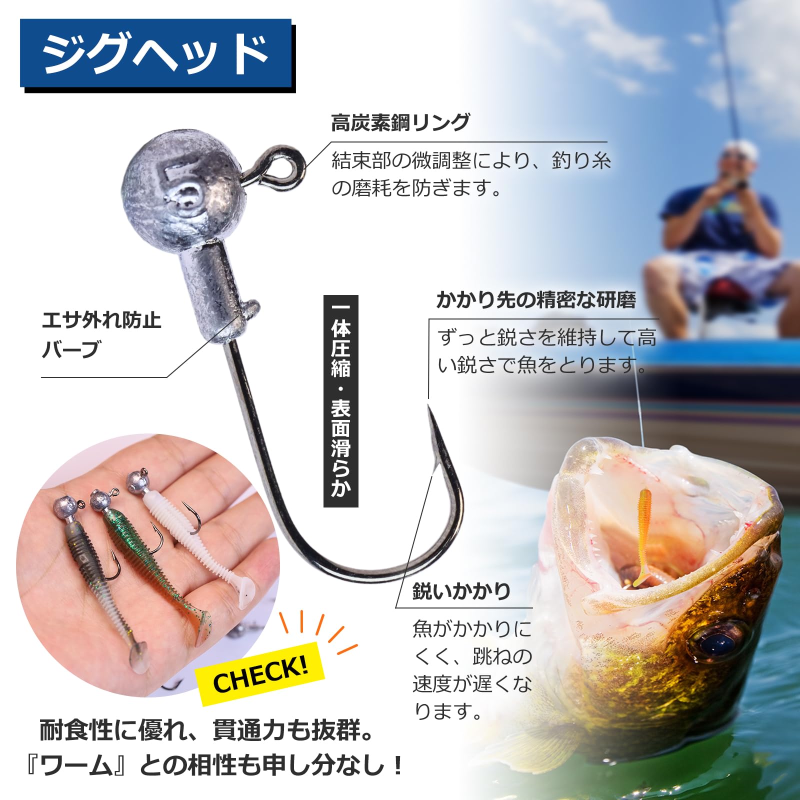 Amazon.co.jp: ワーム ルアー ルアーセット ジグヘッド 100個セット