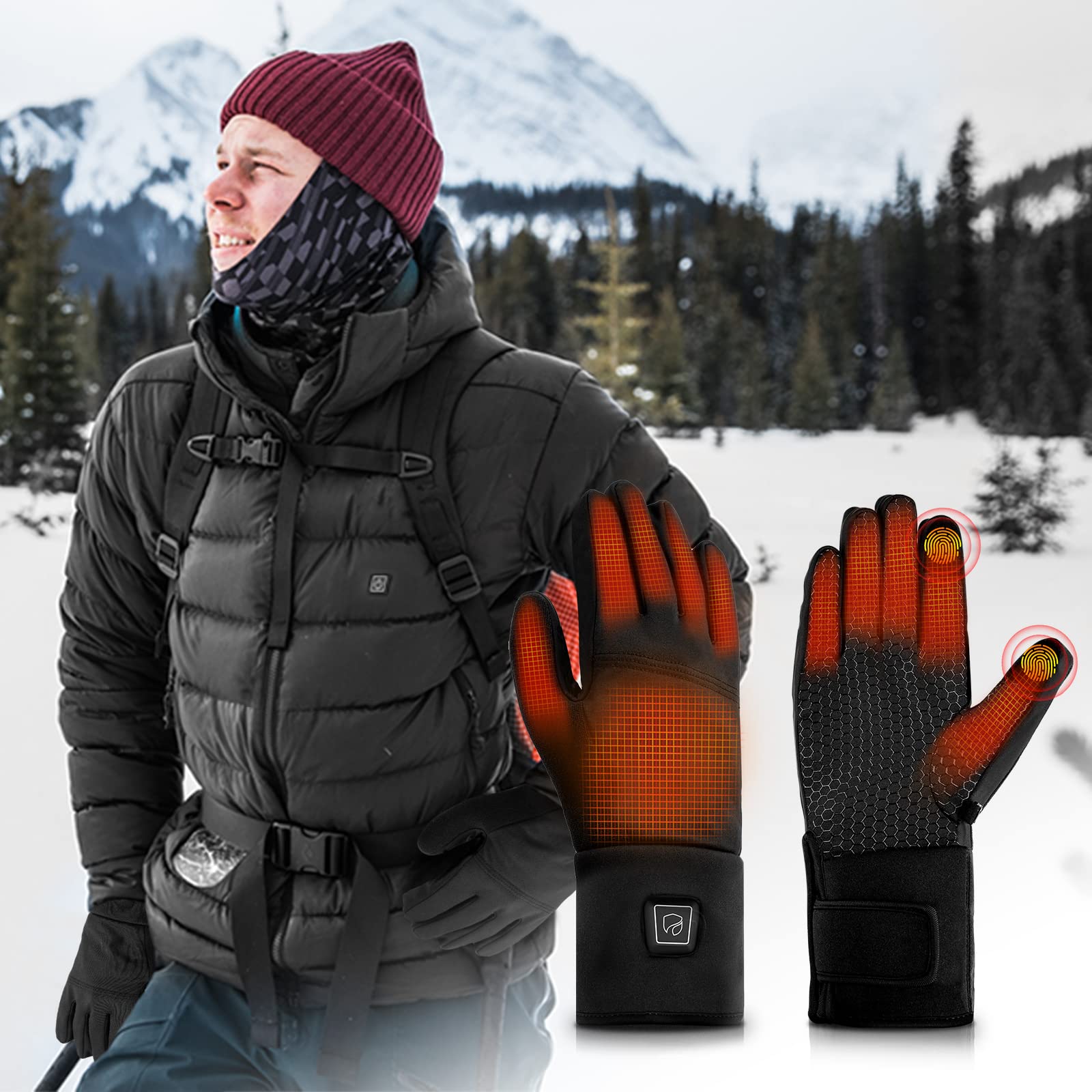 Dr. Prepare Heated Gloves for Men Women, 3200mAh Rechargeable Electric Battery, Thin Heated Motorcycle Work Gloves Liners, Touch Screen Gloves Winter Hand Warmer for Hunting Skiing Snowboarding