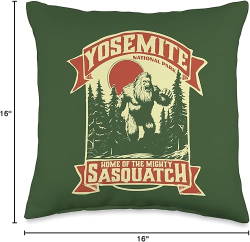 Miniatura 4 de Yeti Habitation Project - Bigfoot & Sasquatch Art Yosemite Park Home of The Mighty Sasquatch Bigfoot - Almohada retro (16 x 16 pulgadas), multicolor