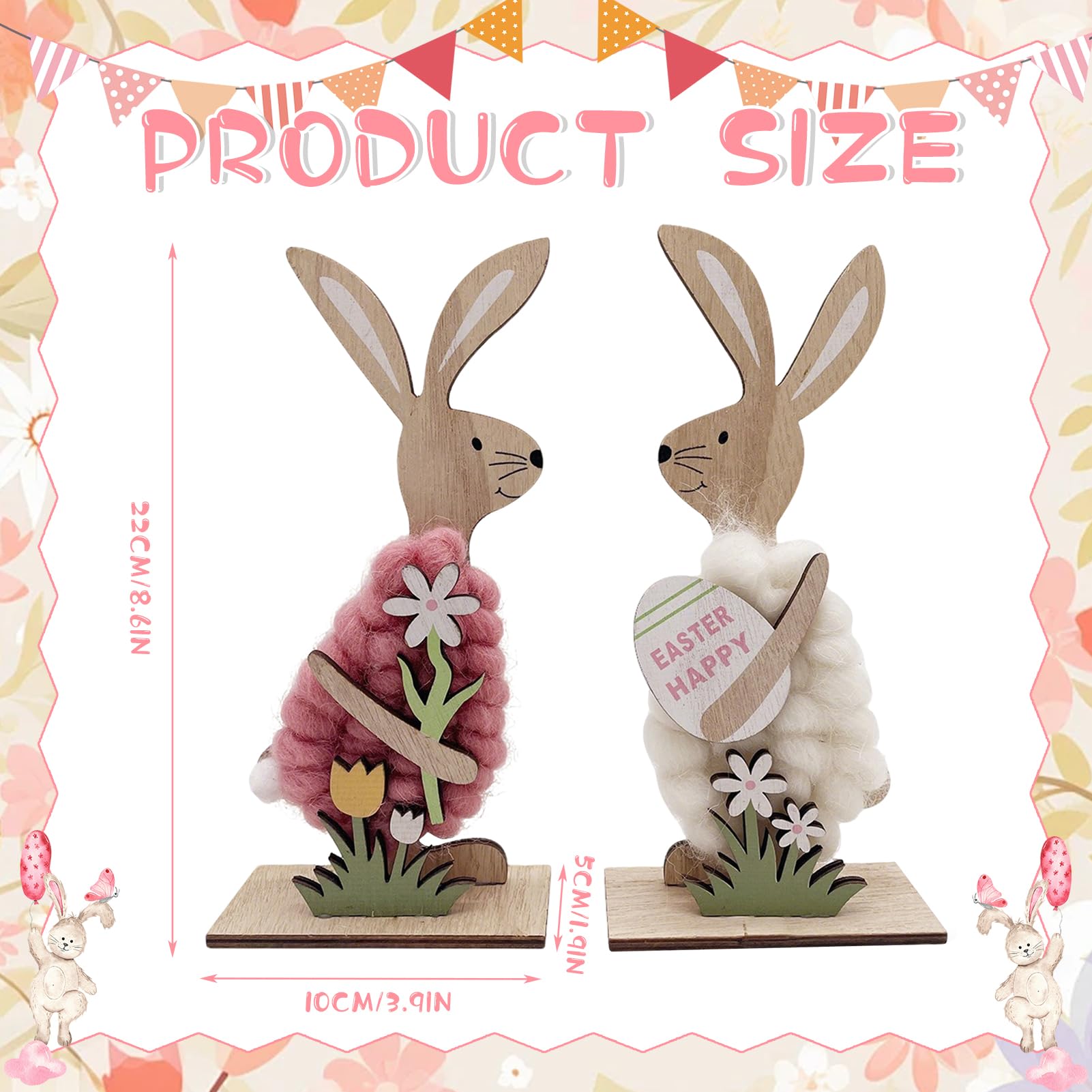Osterdeko Aufsteller – Metall-Hase Mit Holz-Sockel, 30x4 Cm – Frühlingsdeko Tisch, Osterhasen Ornamente – Für DIY & Geschenke