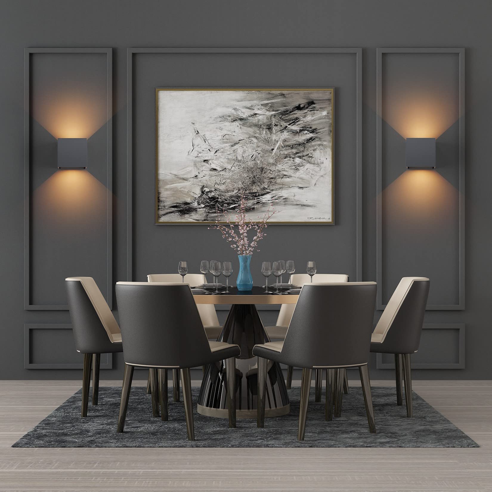 K-Bright 4 Stück LED Wandleuchten Innen/Außen 12W Aussenlampe Auf und ab Einstellbarer Lichtstrahl 3000K Warmweiß Außenwandleuchte IP65 für Wohnzimmer Schlafzimmer Balkon, Anthrazit