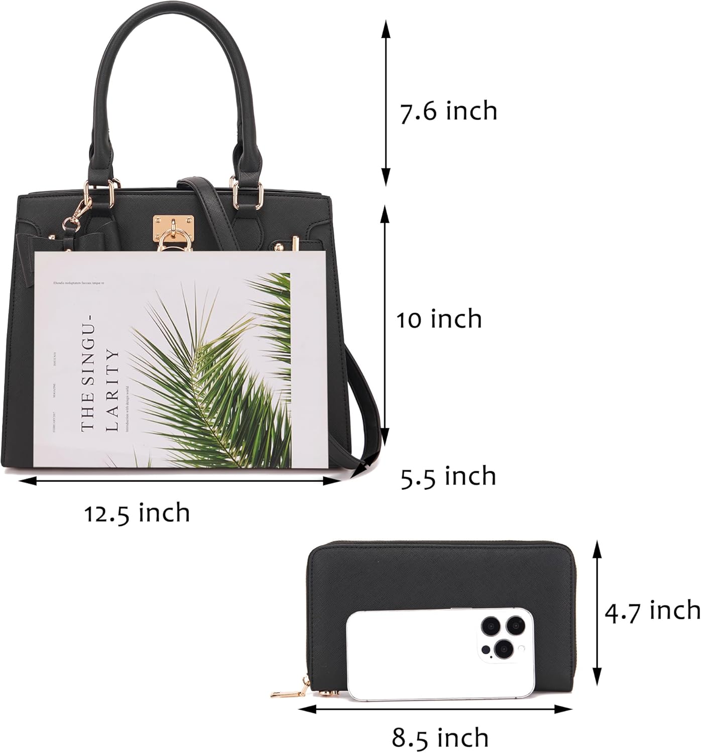 Qiyuer Women Handbags Set Top Handle Satchel Tote Shoulder Work Bag Ladies Purses With Matching Clutch Wallet 2PCS - Image 3