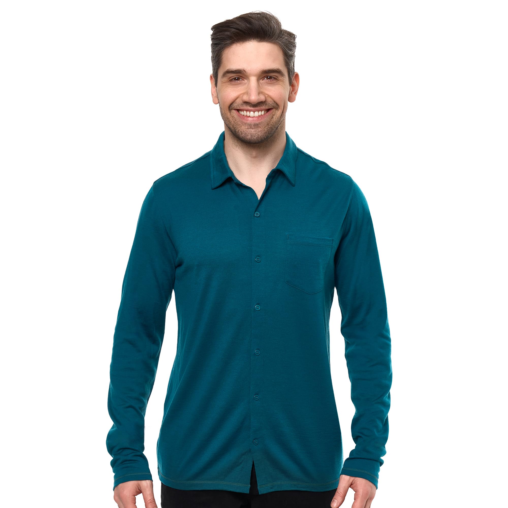 Merino Wool Shirts for Men - 100% Merino Wool Button Up Shirt Men Long and Short Sleeve Lightweight Breathable