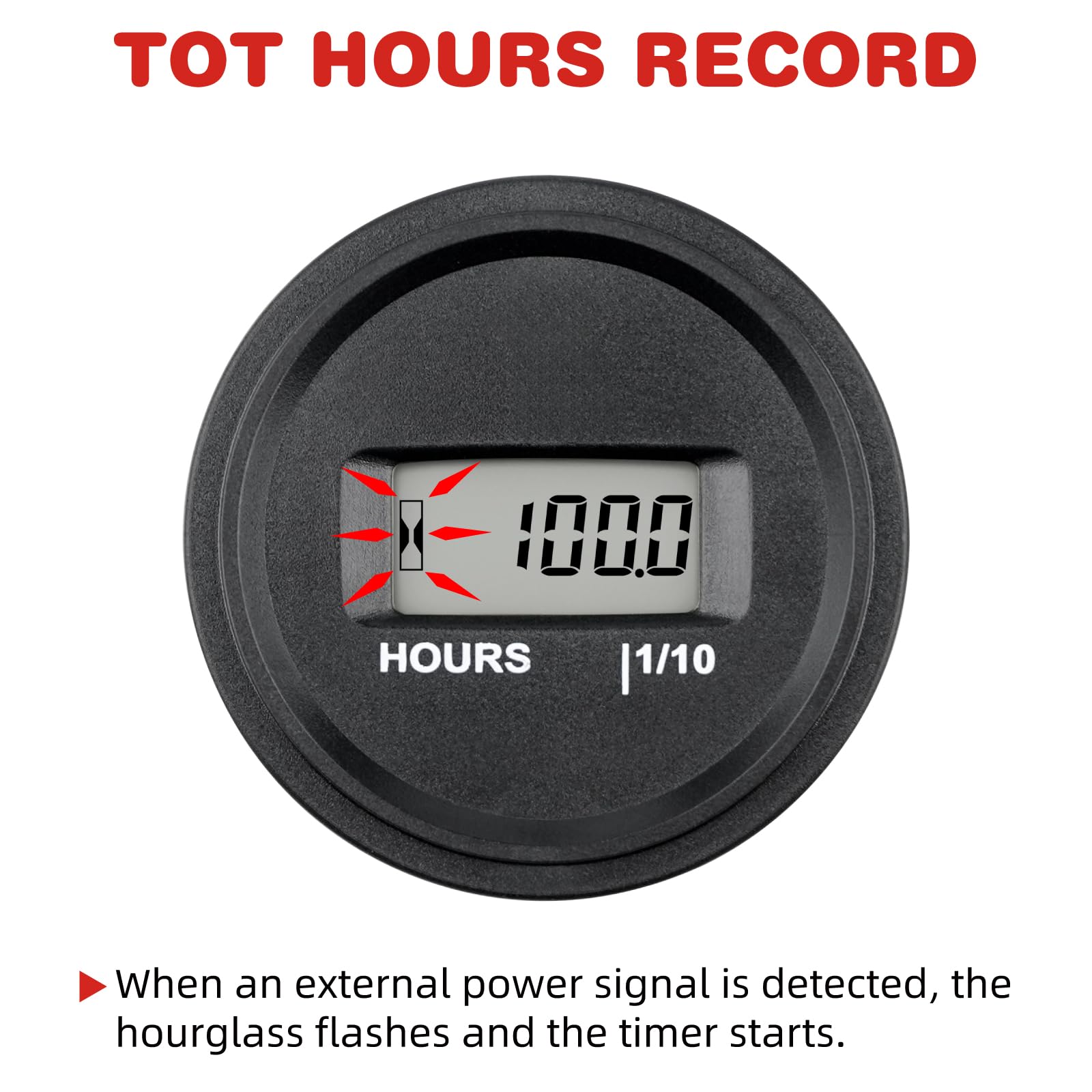 HM056AD Snap en el medidor de horas, temporización TOT, 5-277V AC/DC, IP68 a prueba de agua, utilizado para bombas internas y externas, motocicletas, generadores, cortadoras de césped, mod