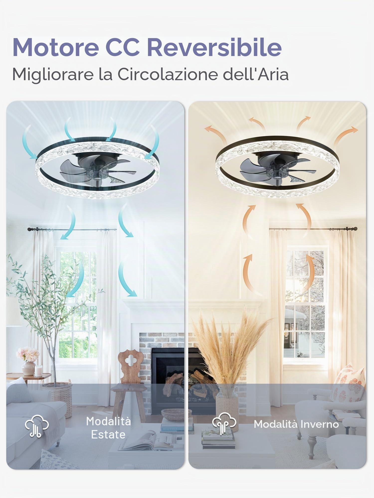ZMISHIBO Ventilatore da soffitto con luce, Ø 50,8 cm, LED 3000K-6500K dimmerabile 10%-100%, Lampada Ventilatore da Soffitto, 6 velocità, silenzioso, timer, app e telecomando, moderno, nero
