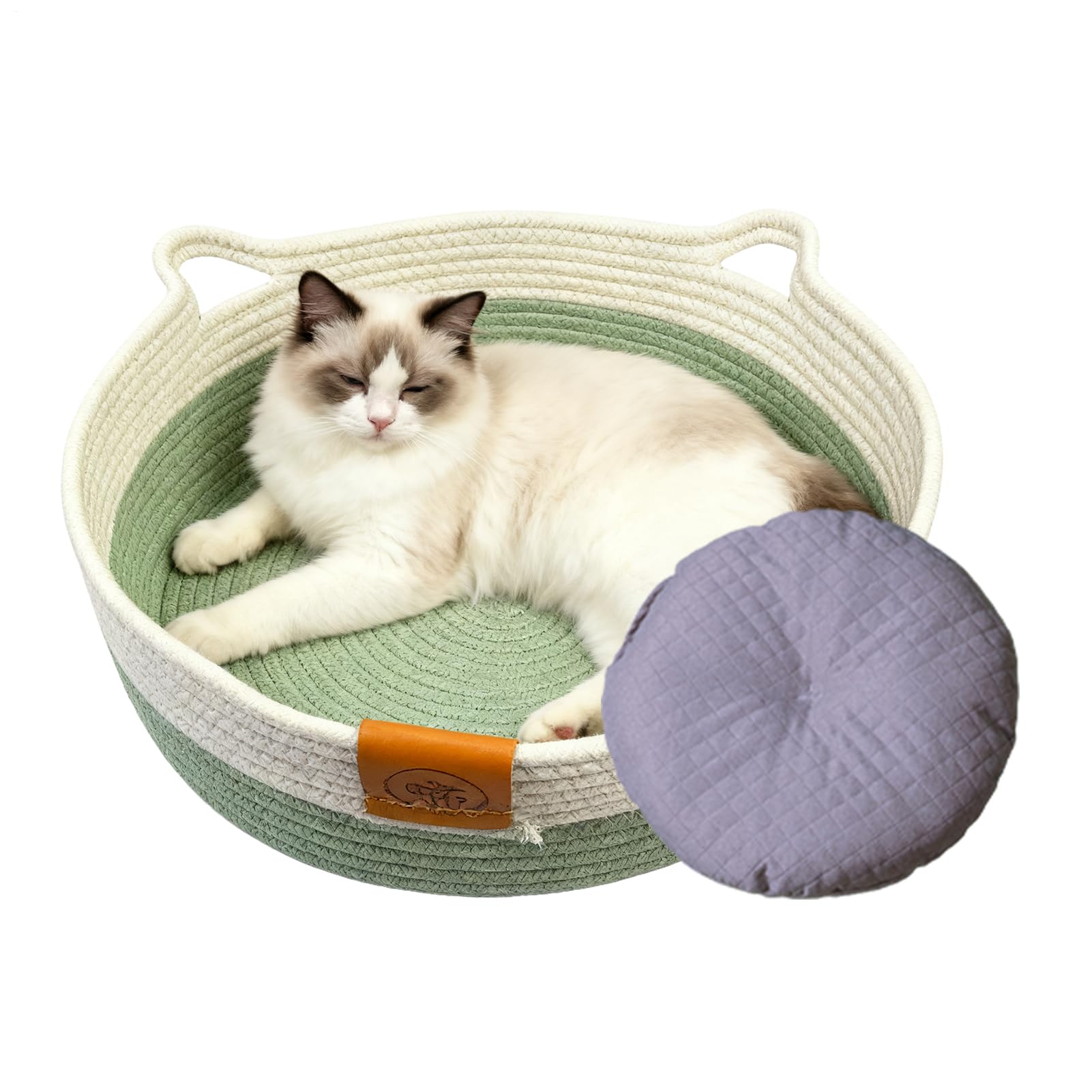 Panier Rond pour Chat Nid Tissé en Corde De Coton | Lit Et Panier Adorable Pour Chaton Et Chat Pour Chaton Lapin Petit Chien Jouet Stockage De Snack Intérieur Chambre Salon